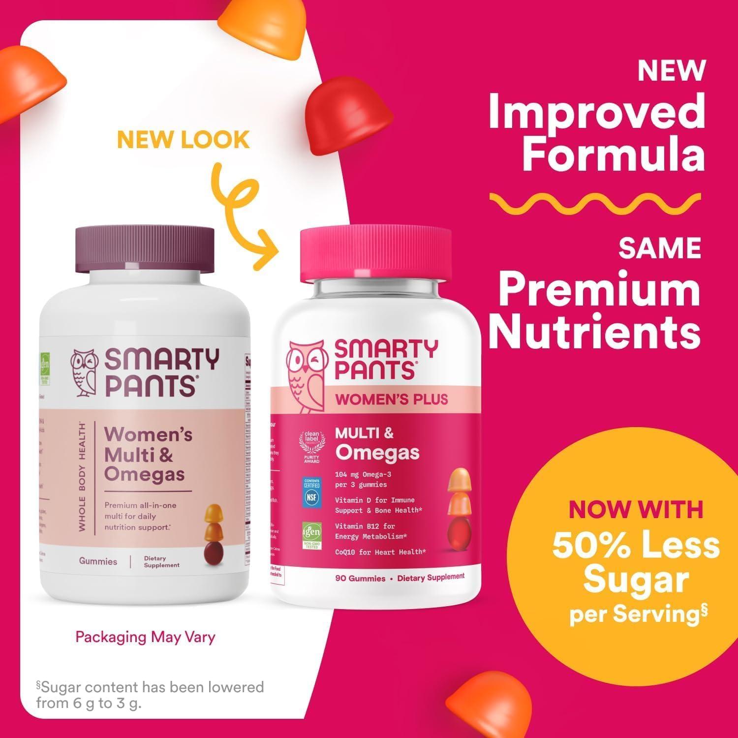 image:imageSmartyPants Womens Multivitamin Gummies Omega 3 DHAEPA Methylfolate CoQ10 Vitamin D3 C B12 B6 A K Zinc Three Fruit Flavors 90 Count 30 Day SupplyNew 30 Day Supply