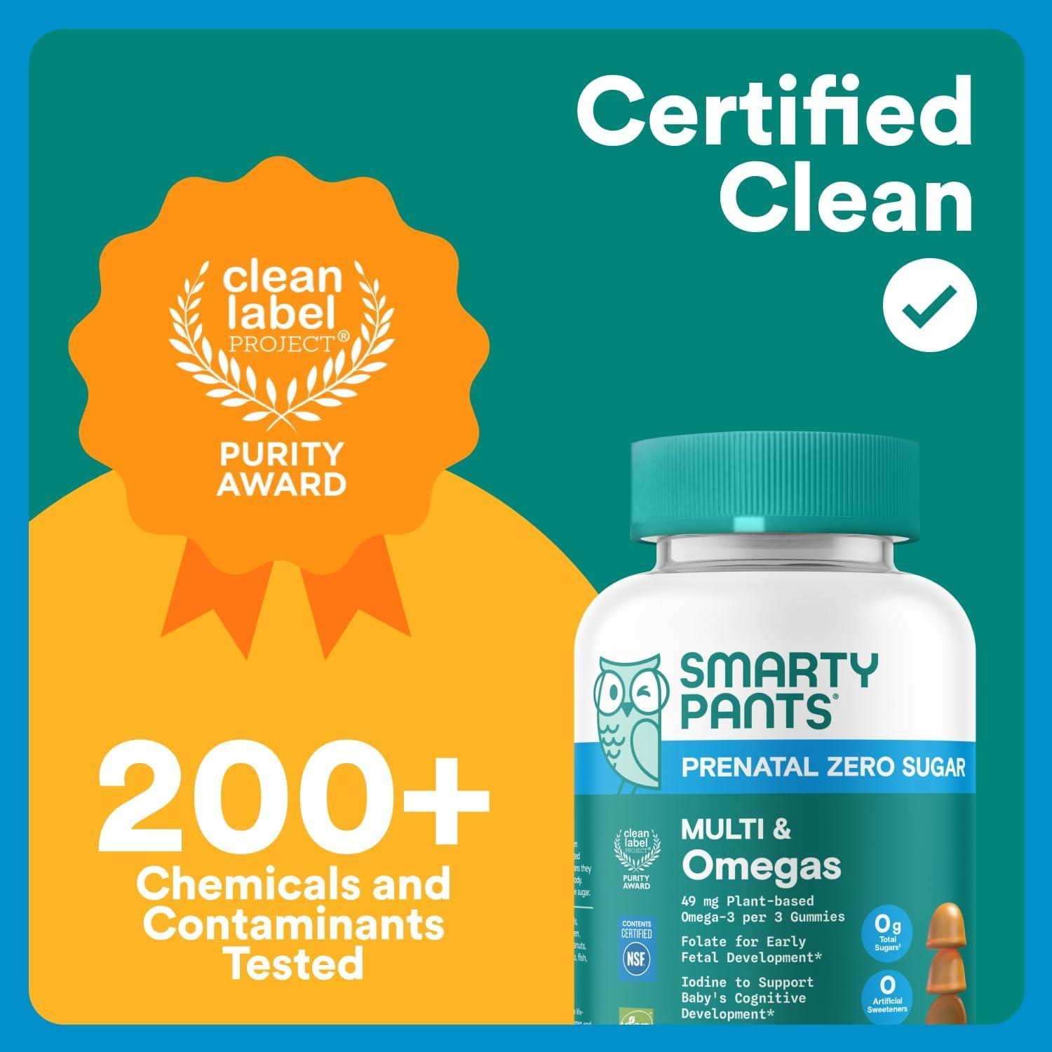 image:imageSmartyPants Zero Sugar Prenatal Multivitamin Gummies Choline Methylfolate Omega 3 ALA Vitamin D3 C Vitamin B12 B6 A K Zinc Biotin Gluten Free No Sugar Alcohols 90 Count 30 Day SupplyNew Formula