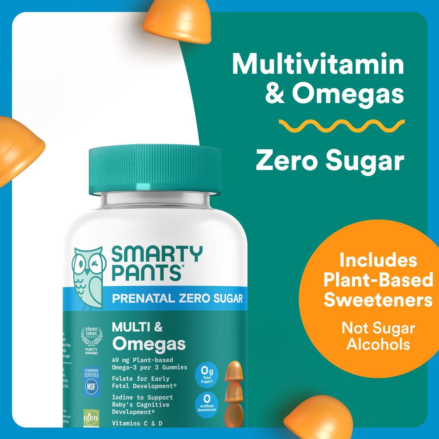 image:imageSmartyPants Zero Sugar Prenatal Multivitamin Gummies Choline Methylfolate Omega 3 ALA Vitamin D3 C Vitamin B12 B6 A K Zinc Biotin Gluten Free No Sugar Alcohols 90 Count 30 Day SupplyNew Formula