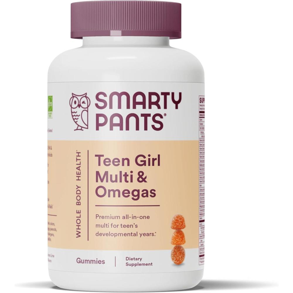 image:imageSmartyPants Teen Girl Multivitamin Gummies Omega 3 DHAEPA Vitamin C D3 B12 Vitamin A K amp Zinc Biotin to Support Hair Skin amp Nails Gluten Free 60 Count 30 Day Supply120 Count Pack of 1