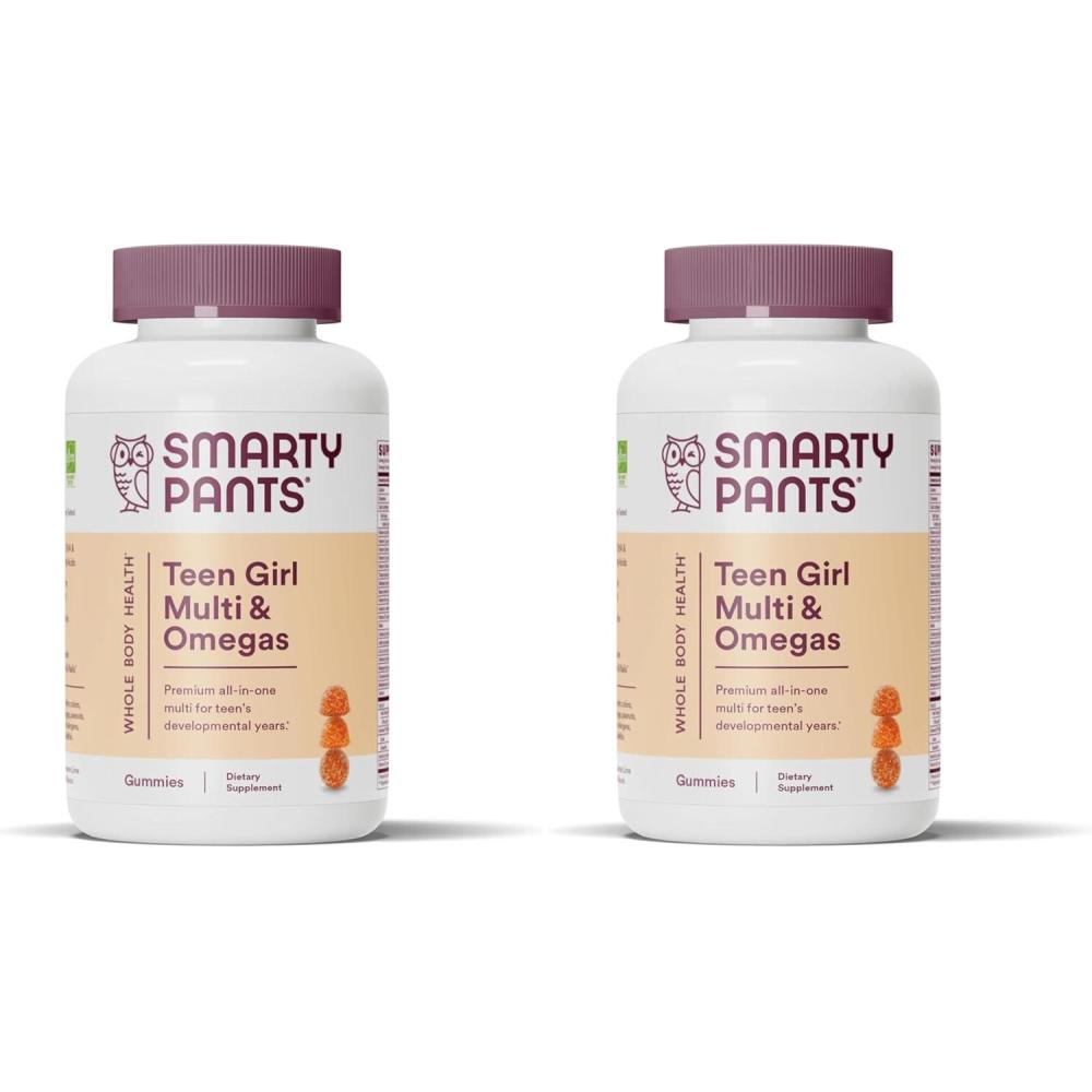 image:imageSmartyPants Teen Girl Multivitamin Gummies Omega 3 DHAEPA Vitamin C D3 B12 Vitamin A K amp Zinc Biotin to Support Hair Skin amp Nails Gluten Free 60 Count 30 Day Supply120 Count Pack of 2