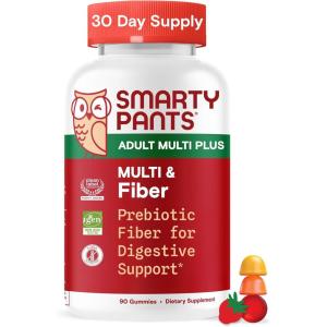 SmartyPants Adult Sleep Gummies with Melatonin: Magnesium & L-Theanine, Drug-Free, Non-Habit Forming Sleep Aid, Fast-Acting, Blueberry BlackBerry Flavor, 60 Count(Adult Fiber Gummies)