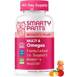 SmartyPants Women’s Multivitamin Gummies, Omega 3 DHA/EPA, Methylfolate, CoQ10, Vitamin D3, C, B12, B6, A, K, Zinc, Three Fruit Flavors, 90 Count (30 Day Supply)(New 40 Day Supply)