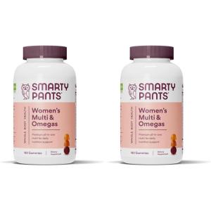 SmartyPants Women’s Multivitamin Gummies, Omega 3 DHA/EPA, Methylfolate, CoQ10, Vitamin D3, C, B12, B6, A, K, Zinc, Three Fruit Flavors, 90 Count (30 Day Supply)(Old 30 Day Supply)