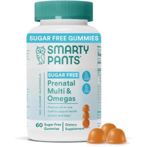 SmartyPants Zero Sugar Prenatal Multivitamin Gummies: Choline, Methylfolate, Omega 3 (ALA), Vitamin D3, C, Vitamin B12, B6, A, K, Zinc, Biotin, Gluten Free, No Sugar Alcohols, 90 Count (30 Day Supply)(Old Formula)