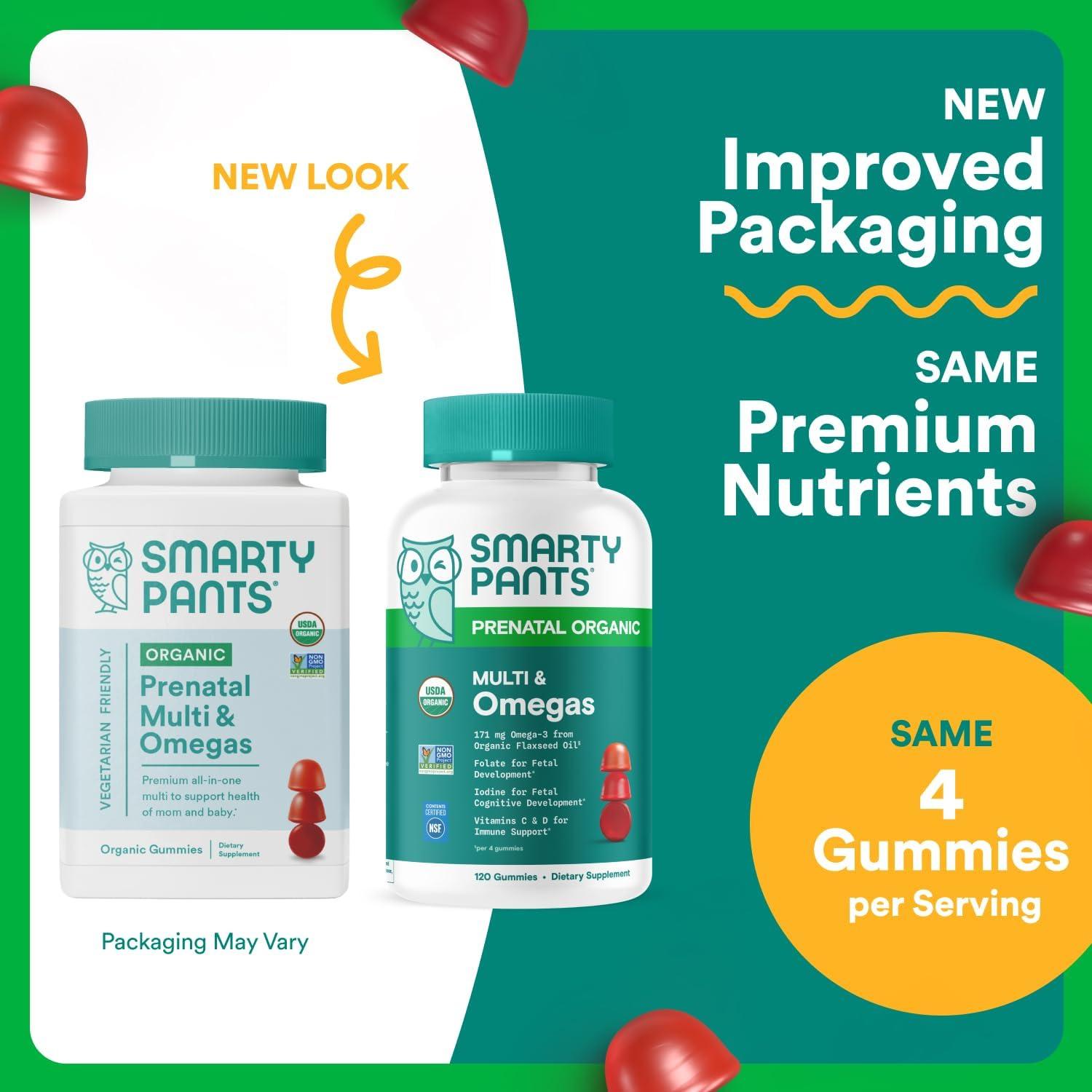 image:imageSmartyPants Prenatal Omega 3 DHA Gummies Prenatal Vitamins for Women to Support Baby Brain Development with Algal Oil Gluten Free Clean Label Orange Lemon Flavor 120 Gummies 30 Day SupplyOrganic Omega