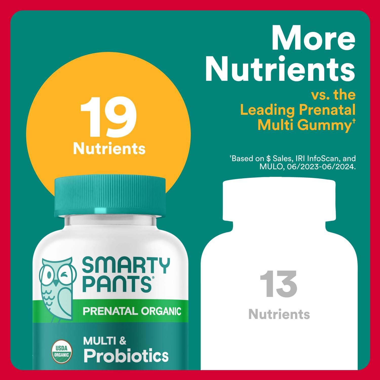 image:imageSmartyPants Prenatal Omega 3 DHA Gummies Prenatal Vitamins for Women to Support Baby Brain Development with Algal Oil Gluten Free Clean Label Orange Lemon Flavor 120 Gummies 30 Day SupplyOrganic Probiotics