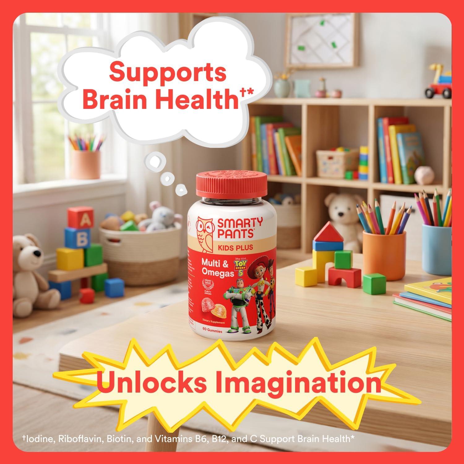 image:imageSmartyPants and DisneyPixars Toy Story 5 Kids Multivitamin Gummies Omega 3 DHA EPA Vitamin D C B12 E Zinc and Iodine Clean Label Gluten Free Mixed Fruit Flavors 30 Day Supply 60 GummiesToy Story 5 New