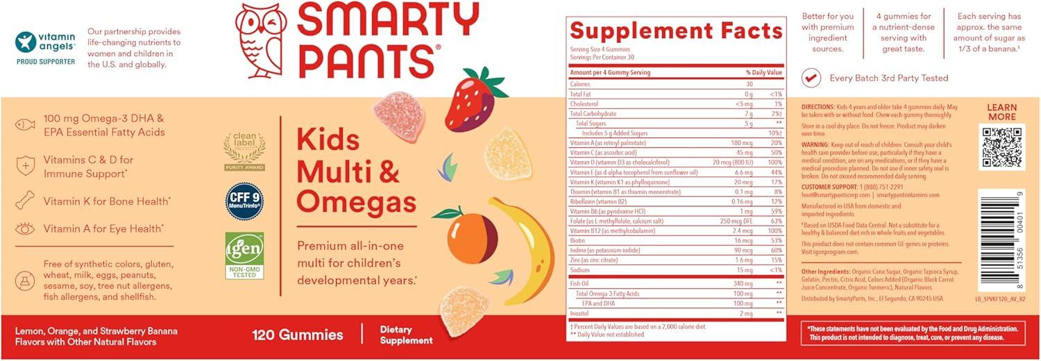 image:imageSmartyPants and DisneyPixars Toy Story 5 Kids Multivitamin Gummies Omega 3 DHA EPA Vitamin D C B12 E Zinc and Iodine Clean Label Gluten Free Mixed Fruit Flavors 30 Day Supply 60 GummiesFruit OLD