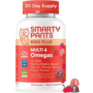 SmartyPants and Disney-Pixar’s Toy Story 5 Kids Multivitamin Gummies, Omega 3 DHA EPA, Vitamin D, C, B12, E, Zinc and Iodine, Clean Label, Gluten Free, Mixed Fruit Flavors, 30 Day Supply, 60 Gummies(Cherry Berry NEW)